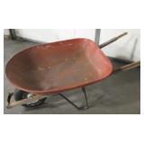 Vintage Red Tone Wheelbarrow - Tire Needs Air