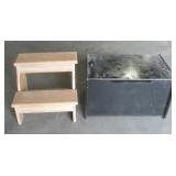 Vintage Wood Toy Chest & 2-Step Step Stool