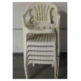 6 White Tone Plastic Garden Lawn Fixed Chairs