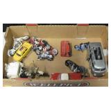 Box of Various Vintage Toy Cars Motorcycles Models