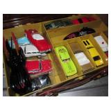Vintage Lot Of Toy Cars In Small Tackle Box