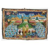 60"x39" Vintage Peacock Garden Art Tapestry