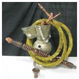 Vintage Wood & Pierced Metal Foliated Hookah