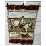 64"x44" Vintage Rodeo Cowboy & Horse Blanket