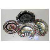 4 Various Vintage Pierced Metal Tourist Ashtrays