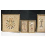 4 Various Vintage NA / SW Styled Sand Art