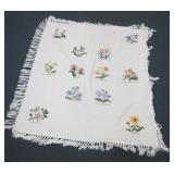43" x 50" Floral Stitch Work Small Quilt
