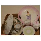 Box of Various Unmarked China Dishware Items