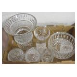 Box of Various Patterned Deco Crystal Table Items
