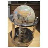 12" Tall Stone Inlay Globe - Globe Is 5.75" Dia.