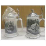 2 Longton Crown Tankard Collection Wolf Steins