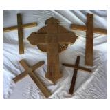 Lot of Various Wood Cross Form Wall Art