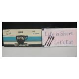 2, 8"x16" Coffee & Food Wood Art Signs