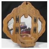 22"x21" Wood Diamond Form Folding Trinket Mirror