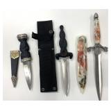 3 Decorative Knives w/Sheaths
