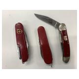 3 Swiss Army Folding Pocket Knives
