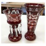 Egermann Bavaria Glass Vases 10" & 12"