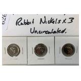 1967 Canada 100th Ann. 3x Rabbit Nickles