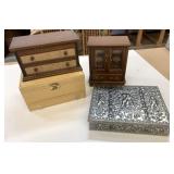 3 VTG Jewelry Boxes & Metal Stamped Box