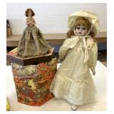VTG Doll Lamp Shade & 24" Victorian Doll