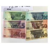 6 Pc Zimbabwe Banknote Set