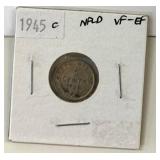 1945 Newfoundland Sterling Silver 5 Cent