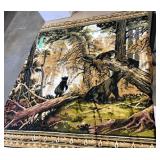 Black Bear & Cubs Wall Tapestry 73x48" Nice Clean