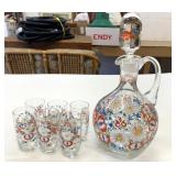 VTG Glass Decanter & 6 Glasses