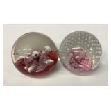2 Signed Glass Artwork Paperweights Caithness &