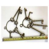 2 Sets of Brass Skeleton Keys