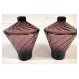 2 Purple Glass Covered Pieces 5"