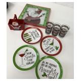 Christmas Serving Tray, Luncheon Plates, Napkin