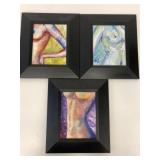 3 Figure Oil Paintings in Black Frames 12" x 14"
