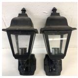 2 Cast Black Used Sensor Outdoor Light Fixtures
