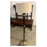 Wood & Brass Floor Lamp 57" Tall
