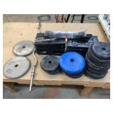 Large Lot of Assorted Weights & Curl Bar +
