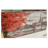 New 47" x 23" Canvas & Wood Frame Wall Print Paris