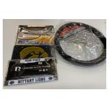 4 New Aluminum Plate Frames & 18" Steering Wheel