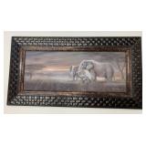 25" x 14" Elephant Family Wall Print Framed