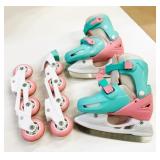 2 in1 Girls Adjustable Roller Blades & Ice Skates