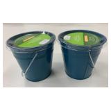 2 New Mainstays Citronella Candle Teal Buckets