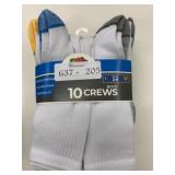 10 New Pairs FOTL Boy's Size L Crew Socks *White