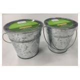 2 New Mainstays Citronella Candle Silver Buckets