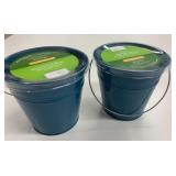 2 New Mainstays Citronella Candle Teal Buckets