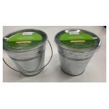 2 New Mainstays Citronella Candle Silver Buckets