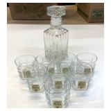8 Golden Wedding Scotch Glasses & Decanter