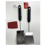 2 New Expert Grill Spatulas & Nylon Grill Scraper