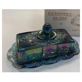 Iridescent Carnival Glass Butter Dish