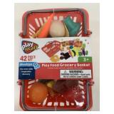 New Play Right 42pc Play Food Grocery Basket