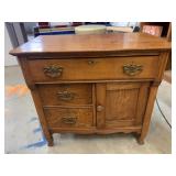 Antique Victorian Washstand w/Metal Wheels